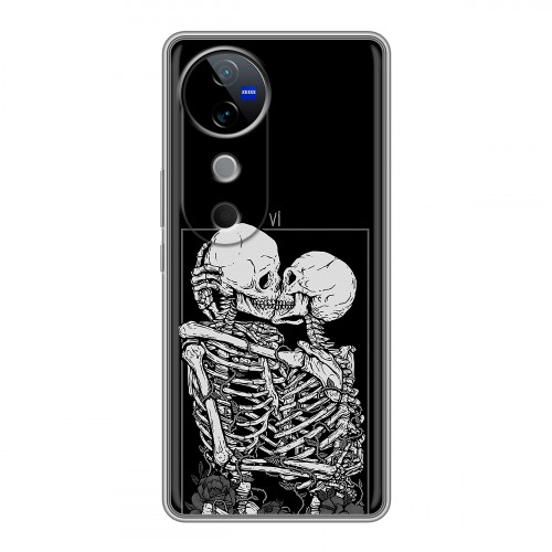 Дизайнерский силиконовый чехол для Vivo V40 5G Поцелуй скелетов