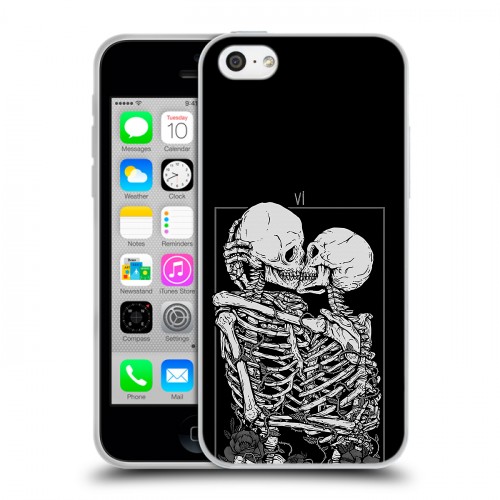 Дизайнерский пластиковый чехол для Iphone 5c Поцелуй скелетов