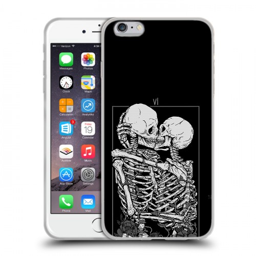 Дизайнерский силиконовый чехол для Iphone 6 Plus/6s Plus Поцелуй скелетов