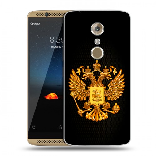 Дизайнерский пластиковый чехол для ZTE Axon 7 Герб России желтый