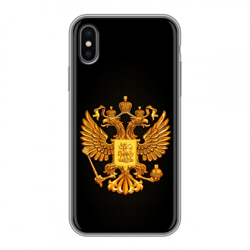 Дизайнерский силиконовый чехол для Iphone x10 Герб России желтый