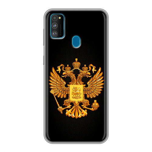Дизайнерский силиконовый чехол для Samsung Galaxy M30s Герб России желтый