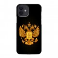 Дизайнерский силиконовый чехол для Iphone 12 Герб России желтый
