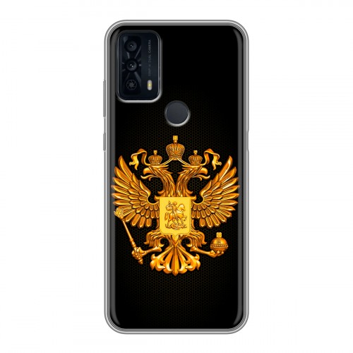 Дизайнерский силиконовый чехол для TCL 20B Герб России желтый