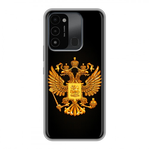 Дизайнерский силиконовый с усиленными углами чехол для Tecno Spark Go 2022 Герб России желтый