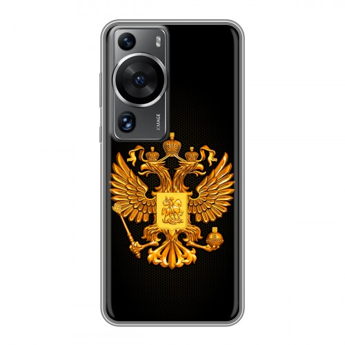 Дизайнерский пластиковый чехол для Huawei P60 Герб России желтый