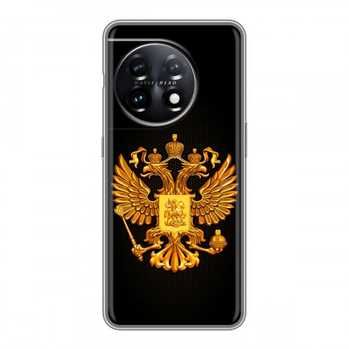 Дизайнерский пластиковый чехол для OnePlus 11 Герб России желтый