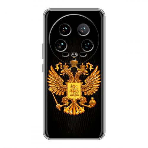 Дизайнерский пластиковый чехол для Xiaomi 14 Ultra Герб России желтый