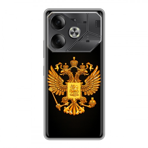 Дизайнерский силиконовый чехол для Tecno Pova 6 Герб России желтый