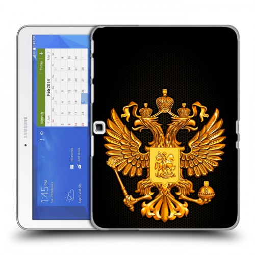 Дизайнерский силиконовый чехол для Samsung Galaxy Tab 4 10.1 Герб России желтый