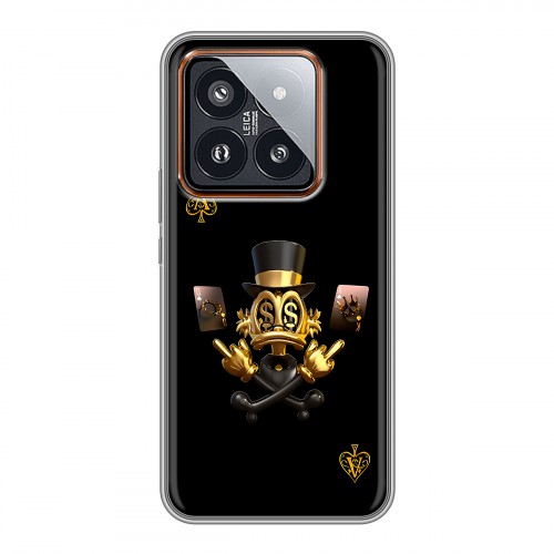 Дизайнерский силиконовый чехол для Xiaomi 14 Pro Золотой скрудж макдак