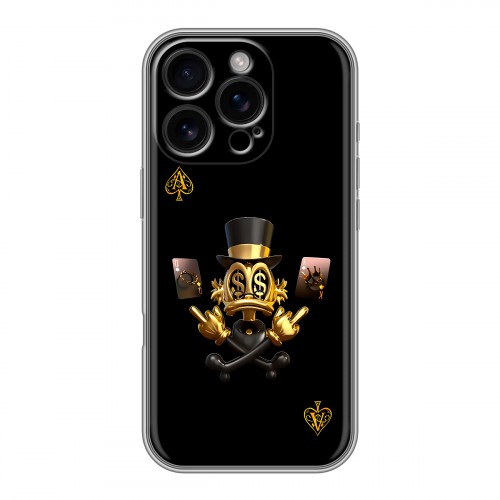 Дизайнерский силиконовый чехол для Iphone 16 Pro Золотой скрудж макдак