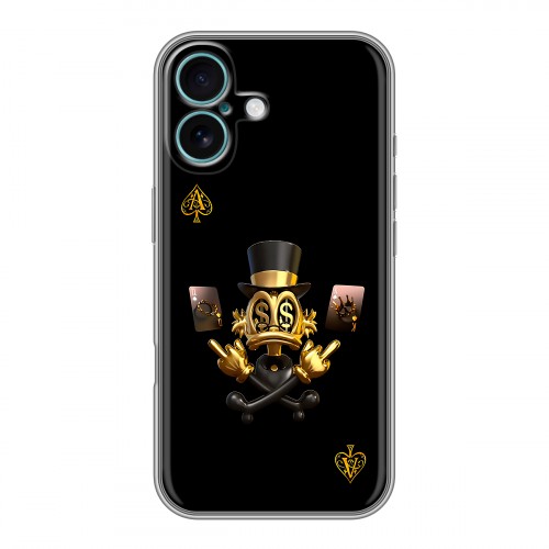 Дизайнерский силиконовый чехол для Iphone 16 Plus Золотой скрудж макдак