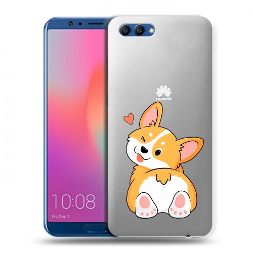 Полупрозрачный дизайнерский пластиковый чехол для Huawei Honor View 10 Корги