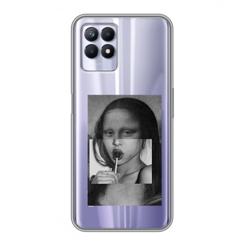Полупрозрачный дизайнерский силиконовый с усиленными углами чехол для Realme 8i Мона Лиза