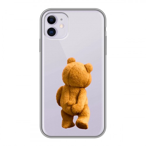 Полупрозрачный дизайнерский силиконовый чехол для Iphone 11 Медведь