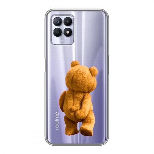 Полупрозрачный дизайнерский силиконовый чехол для Realme 8i Медведь