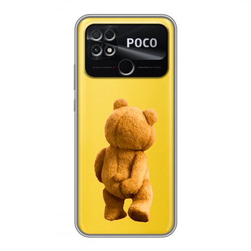Полупрозрачный дизайнерский силиконовый чехол для Xiaomi Poco C40 Медведь