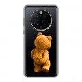 Полупрозрачный дизайнерский силиконовый с усиленными углами чехол для Huawei Mate 50 Медведь