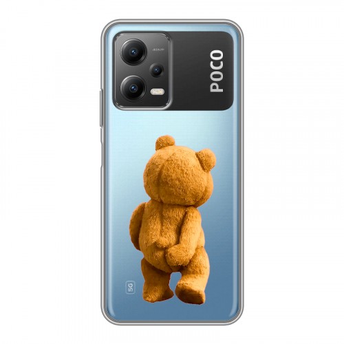 Полупрозрачный дизайнерский силиконовый чехол для Xiaomi Poco X5 Медведь