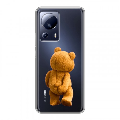 Полупрозрачный дизайнерский силиконовый чехол для Xiaomi 13 Lite Медведь