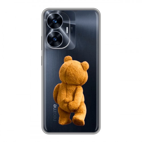 Полупрозрачный дизайнерский силиконовый чехол для Realme C55 Медведь