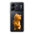 Полупрозрачный дизайнерский пластиковый чехол для Xiaomi Poco C65 Медведь