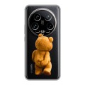 Полупрозрачный дизайнерский пластиковый чехол для Xiaomi 14 Ultra Медведь