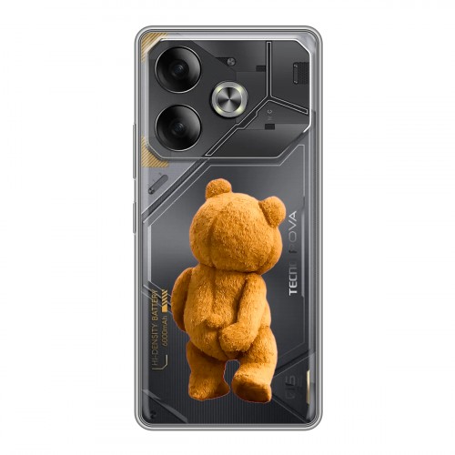 Полупрозрачный дизайнерский пластиковый чехол для Tecno Pova 6 Медведь