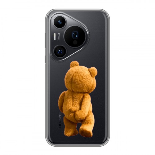 Полупрозрачный дизайнерский пластиковый чехол для Huawei Pura 70 Pro Медведь