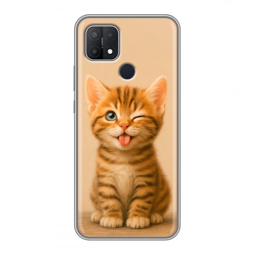 Дизайнерский силиконовый чехол для OPPO A15 котенок