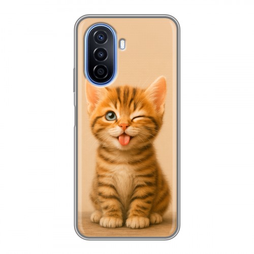 Дизайнерский силиконовый чехол для Huawei Nova Y70 котенок