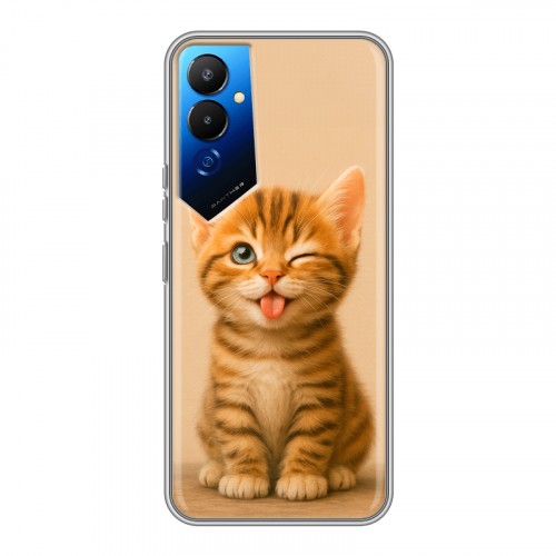 Дизайнерский силиконовый чехол для Tecno Pova 4 котенок