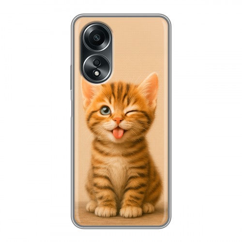 Дизайнерский силиконовый чехол для OPPO A58 4G котенок