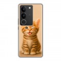 Дизайнерский силиконовый с усиленными углами чехол для Vivo V29 котенок