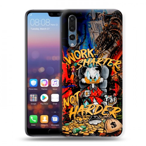 Дизайнерский силиконовый с усиленными углами чехол для Huawei P20 Pro Дональд Дак Деньги