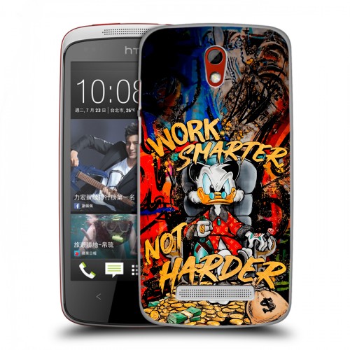 Дизайнерский пластиковый чехол для HTC Desire 500 Дональд Дак Деньги