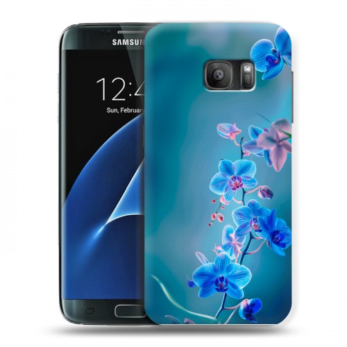 Дизайнерский силиконовый с усиленными углами чехол для Samsung Galaxy S7 Голубые цветы