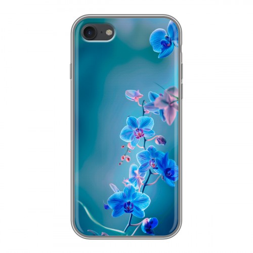 Дизайнерский силиконовый чехол для Iphone 7 Голубые цветы