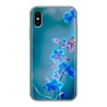 Дизайнерский силиконовый чехол для Iphone x10 Голубые цветы