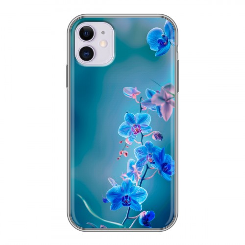 Дизайнерский силиконовый чехол для Iphone 11 Голубые цветы