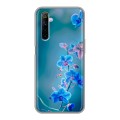Дизайнерский силиконовый с усиленными углами чехол для Realme 6 Голубые цветы