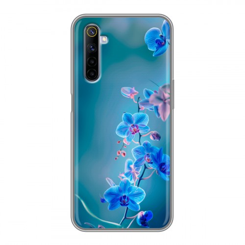 Дизайнерский силиконовый с усиленными углами чехол для Realme 6 Голубые цветы
