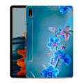 Дизайнерский силиконовый чехол для Samsung Galaxy Tab S7 Голубые цветы
