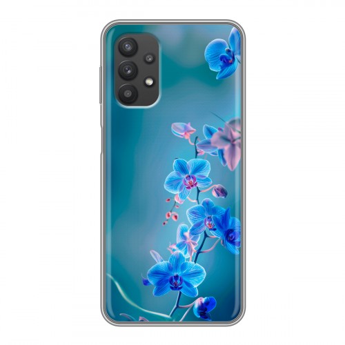 Дизайнерский силиконовый чехол для Samsung Galaxy A32 Голубые цветы