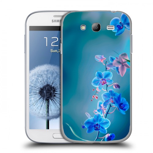 Дизайнерский пластиковый чехол для Samsung Galaxy Grand Голубые цветы