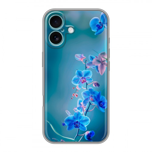 Дизайнерский силиконовый чехол для Iphone 16 Plus Голубые цветы