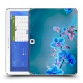 Дизайнерский силиконовый чехол для Samsung Galaxy Tab 4 10.1 Голубые цветы