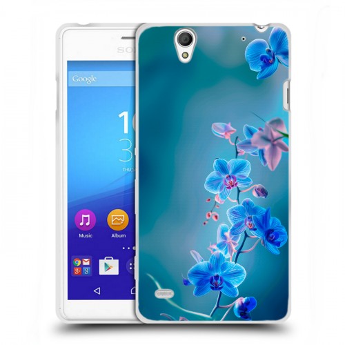 Дизайнерский пластиковый чехол для Sony Xperia C4 Голубые цветы