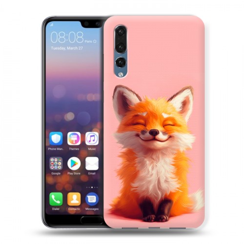 Дизайнерский силиконовый с усиленными углами чехол для Huawei P20 Pro милая лиса
